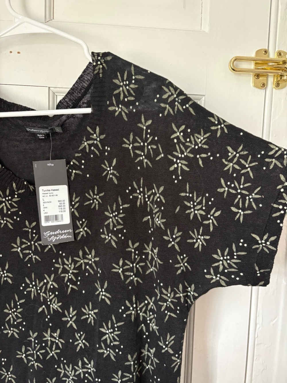 NEW Gudrun Sjoden Hassel Tunic 100% Linen Floral Short Sleeves, Size Large (L) - Picture 4 of 10